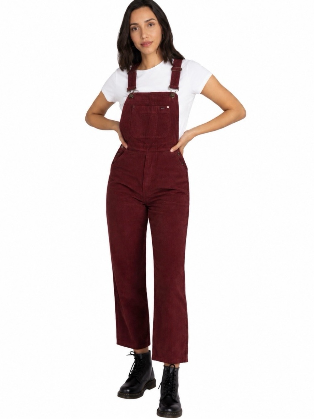 RVCA Women Succession Overall Pant Expresso (Brwn) Corduroy Size 26 New W/tags